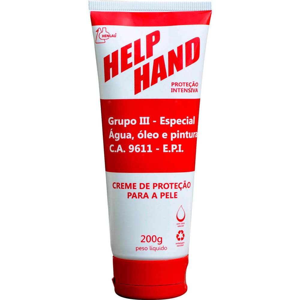 Creme de proteção Help Hand grupo III - óleo, água e pintura - Bisnaga 200g Henlau CA 9611