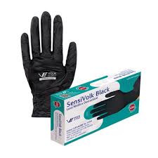 Luva Descartável Nitrílica Preta Sensivolk Black CA 38260 Volk