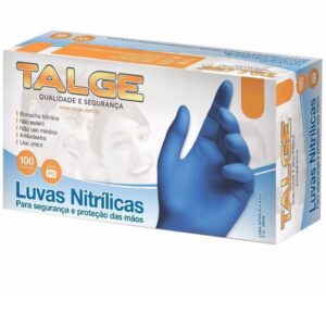 Luva Nitrílica Azul sem Pó CX c/100 und CA 29509 Talge